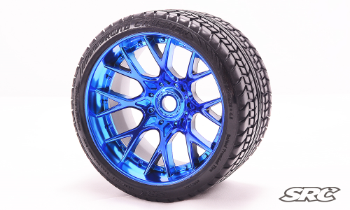 [SRC1001BC]Road Crusher Onroad Belted tire Blue wheels 1/2 offset W/ WHD (146mm Diameter) 2pcs