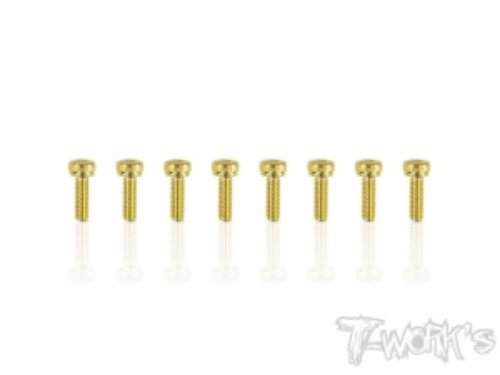 2.5x8mm Gold Plated Steel Hex. Socket Head Screws（8pcs.) (#GSS-2508H)