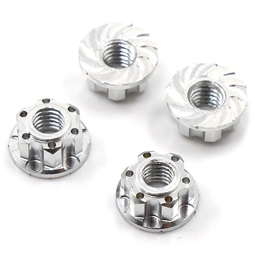 [#YA-0448SV] 4mm Aluminium Wheel Flange Lock Nut 4pcs For RC Car Silver