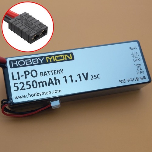 [#HBM5250M3S-TRX｜BM0321] [2셀 크기 3셀 리포 배터리｜하드케이스] 5250mAh 11.1V 3S 25C Hard Case LiPo Battery w/TRX Connector (크기 139 x 47 x 25.5mm)