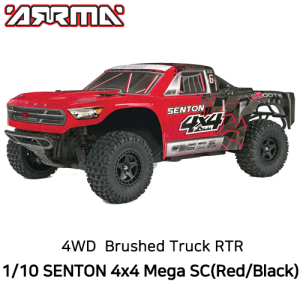 신형 ARRMA 1/10 SENTON MEGA 550 Brushed 4WD Short Course Truck RTR, Red/Black