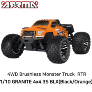 매장입고(신형 3셀지원 브러시스버전) 1/10 GRANITE 3S BLX 4WD Brushless Monster Truck with Spektrum RTR, Orange/Black