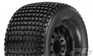 AP10109-13 Blockade 3.8” (Traxxas Style Bead) All Terrain Tires Mounted for 17mm MT Front or Rear Mounted on F-11 Black 1/2