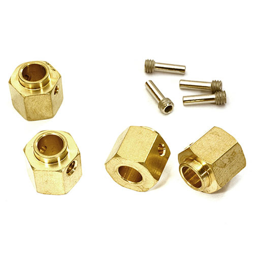 12mm Hex Wheel (4) Hub Brass 10mm Thick for Traxxas TRX-4 Scale &amp; Trail Crawler