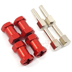Alloy 20mm Offset Hex Adaptor For 12mm Hex Wheels Red 4pcs