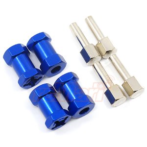 Alloy 20mm Offset Hex Adaptor For 12mm Hex Wheels Blue 4pcs