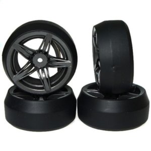 Spec D FS Wheel Offset +3 w/Tire 4pcs For 1/10 Drift