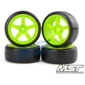 MST PREMIUM DRIFT Green arc tire w/5 spoke wheels offset 3 (4PC/한대분/최고급형)