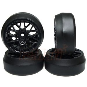Spec D LS Wheel Offset +3 w/Tire 4pcs For 1/10 Drift