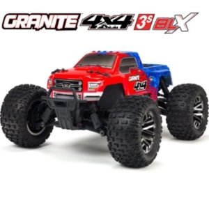 (신형 3셀지원 브러시스버전)ARRMA 1/10 GRANITE 3S BLX 4WD Brushless Monster Truck with Spektrum RTR, Red/Blue