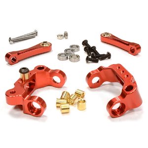 [#C25987RED] Billet Machined Caster Blocks &amp; Upper Links for Tamiya Scale Off-Road CC-01 (Red)