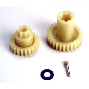 [매장입고][AX4995] Primary gears: forward (28-T)/ reverse (22-T)/ set screw yoke pin M3/12 (1)/ 5x10x0.5mm teflon washer (1)