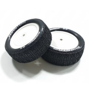 L-T3178VWKF E-PHANTOM 1/10 EP Buggy 4WD Front Tires Super Soft Compound / 2.2&quot; White Rim (For KYOSHO HEX 12mm)/ Mounted