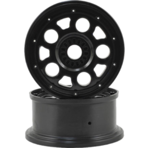 [LOS45015]Wheel, Black; Beadlock, Silver (2): DBXL-E