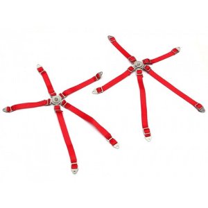 [#TRC/302330R] [2개입] Scale Accessories - 5-Point Safety Harness Racing Seat Belt Camlock Assembled Red
