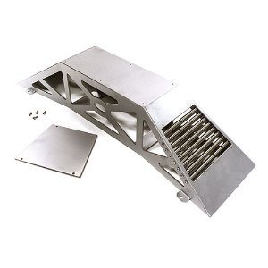 Realistic Heavy-Duty Metal Display Ramp 375x100x75mm for 1/10 Scale Off-Road (Silver)