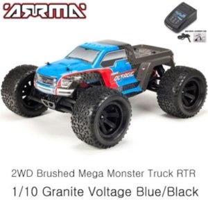 (조종기,Hybrid MINI 충전기,배터리 포함 풀세트버전)ARRMA 1/10 Granite Voltage 2WD Brushed Mega Monster Truck RTR, Blue/Black