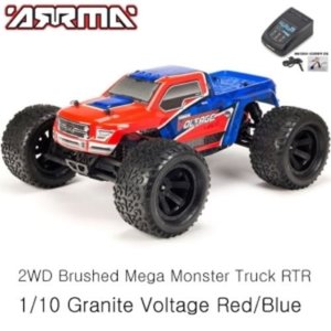 (조종기,Hybrid MINI 충전기,배터리 포함 풀세트버전)ARRMA 1/10 Granite Voltage 2WD Brushed Mega Monster Truck RTR, Red/Blue