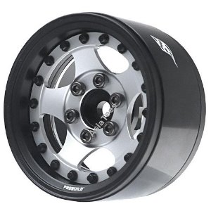 [#BRPB004MBKRS] Boom Racing ProBuild™ 1.9&quot; SV5 Adjustable Offset Aluminum Beadlock Wheels (2) Matte Black/Flat Silver