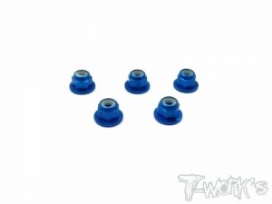 [ASS-3FLN-TB]Aluminium Flange Lock Nuts 3mm 5pcs. (Tamiya Blue)
