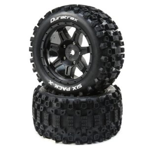 [DTXC5502]Six Pack X Belted Mounted Tires, 24mm Black (2) (1/5 X-MAXX 8S,DBXL-E,Kraton 8S ,OUTCAST 8S)