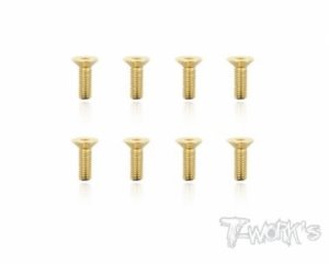 4x12mm Gold Plated Hex. Countersink Screws（8pcs.）(#GSS-412C)