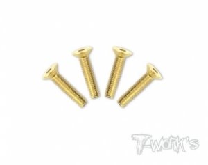 4x20mm Gold Plated Hex. Countersink Steel Screws（4pcs.) (#GSS-420C)