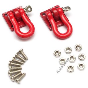 [#BRKT790062R] [2개] 1/10 Aluminum Winch Shackle - Large (Red) [RECON G6 The Fix Certified]