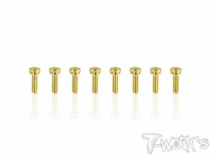 2.5x8mm Gold Plated Steel Hex. Socket Head Screws（8pcs.) (#GSS-2508H)