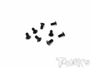 7075-T6 Hex. Socket Head Low Profile Half Thread Screws ( Black ) 3 x 6mm 8pcs. (#ASS-306LPBK)