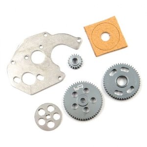 [#AXSC-055] Steel Transmission Gear &amp; Motor Plate Set (0.3M,19T/51T/59T) For Axial SCX24