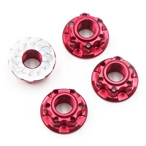 [][#YA-0448RD] 4mm Aluminium Wheel Flange Lock Nut 4pcs For RC Car Red