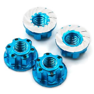 [#YA-0448LB] 4mm Aluminium Wheel Flange Lock Nut 4pcs For RC Car Blue
