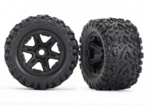 AX8672 Tires &amp; wheels, assembled, glued (black wheels, Talon EXT tires, foam inserts) (2) (17mm splined) (TSM rated)
