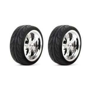 [LOS43038] Mounted FR 5-Spoke Wheel Tire 54x26mm Chrome (2)