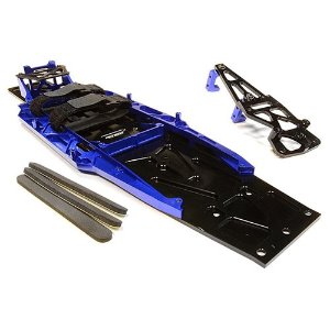 [#C26146BLUE] Billet Machined Complete LCG Chassis Conversion Kit for Traxxas 1/10 Slash 2WD