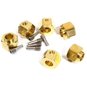 [#C29568] 12mm Hex Wheel (6) Hub Brass 10mm Thick for Traxxas TRX-6 Scale &amp; Trail Crawler