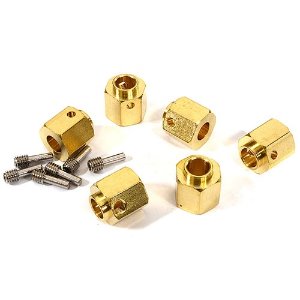 [#C29571] 12mm Hex Wheel (6) Hub Brass 13mm Thick for Traxxas TRX-6 Scale &amp; Trail Crawler