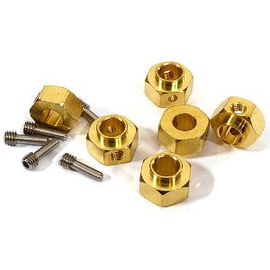 [#C29567] 12mm Hex Wheel (6) Hub Brass 8mm Thick for Traxxas TRX-6 Scale &amp; Trail Crawler