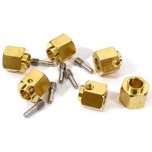 [#C29570] 12mm Hex Wheel (6) Hub Brass 12mm Thick for Traxxas TRX-6 Scale &amp; Trail Crawler