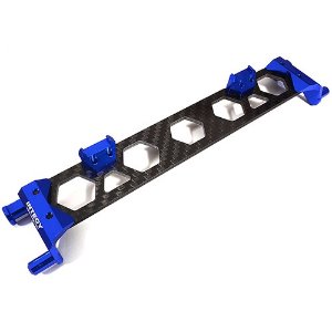 [#C29367BLUE] Machined Alloy &amp; Composite Battery Hold-Down Plate for Traxxas 1/10 Maxx 4S