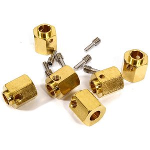 [#C29572] 12mm Hex Wheel (6) Hub Brass 14mm Thick for Traxxas TRX-6 Scale &amp; Trail Crawler