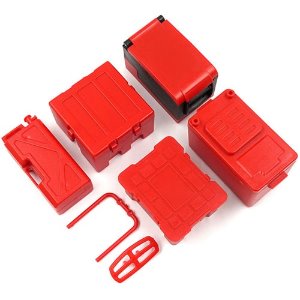 [#XS-55922RD] Scale Plastic Equipment Case Tank Freezer Luggage 1 Set For 1/10 Crawler Red