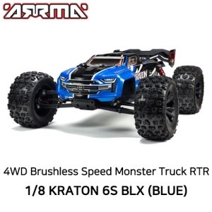 [ARA8608V5T2][최신버전] V5 ARRMA 1:8 KRATON 6S V5 4WD BLX Speed Monster Truck with Spektrum Firma RTR, Blue 100KM/H +
