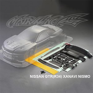 [#PC201407] 1/10 Nissan GTR R34 Xanavi Nismo Body Shell w/Light Bucket, Wing, Decal, Window Masks (Clear｜미도색)