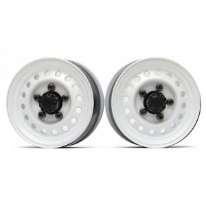 [#BRW780955FW] 1.55&quot; 16-Hole Classic Steelie Reversible Beadlock Wheels (Front) w/ XT504 Hubs White