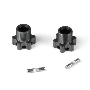TKR5071D – Wheel Hubs (+3mm, lightened, gun metal ano, w/pins, 2pcs)
