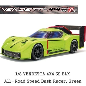 [ARA4319V3T1] 1/8 VENDETTA 4X4 3S BLX Brushless All-Road Speed Bash Racer, Green