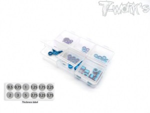 [TA-140TB]Aluminum 3mm Bore Washer Set ( Tamiya Blue ) 0.5, 0.75 ,1,2 ,3 ,5mm Each 10pcs