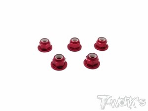 [ASS-3FLN-R]Aluminium Flange Lock Nuts 3mm (Red) 5pcs.